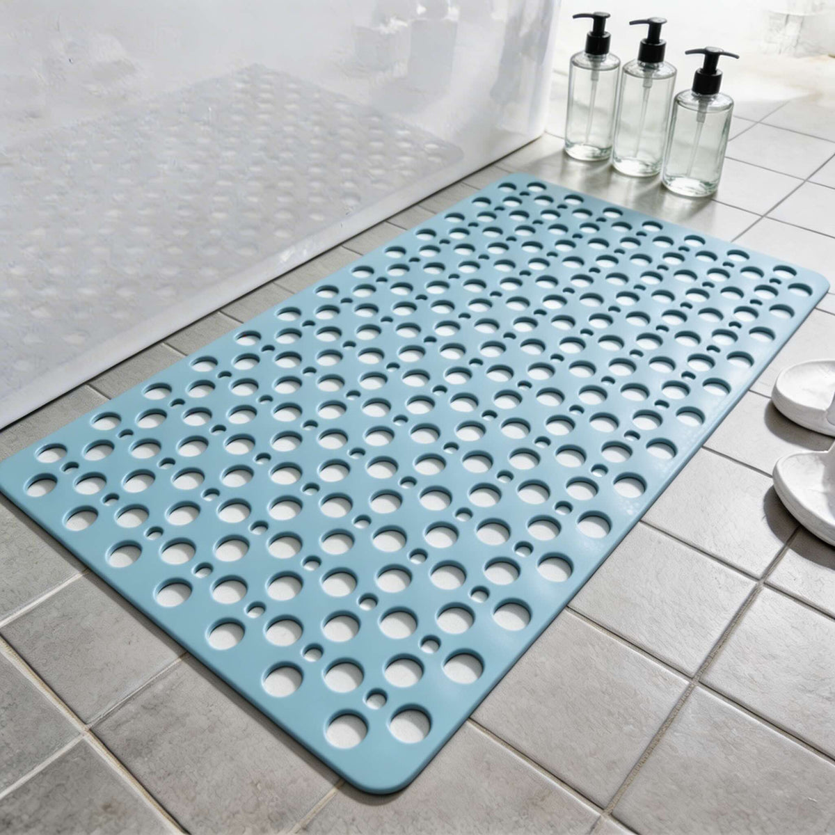Antibakterielle PVC-Duschmatte — rutschfeste Saugnäpfe, effiziente Drainage