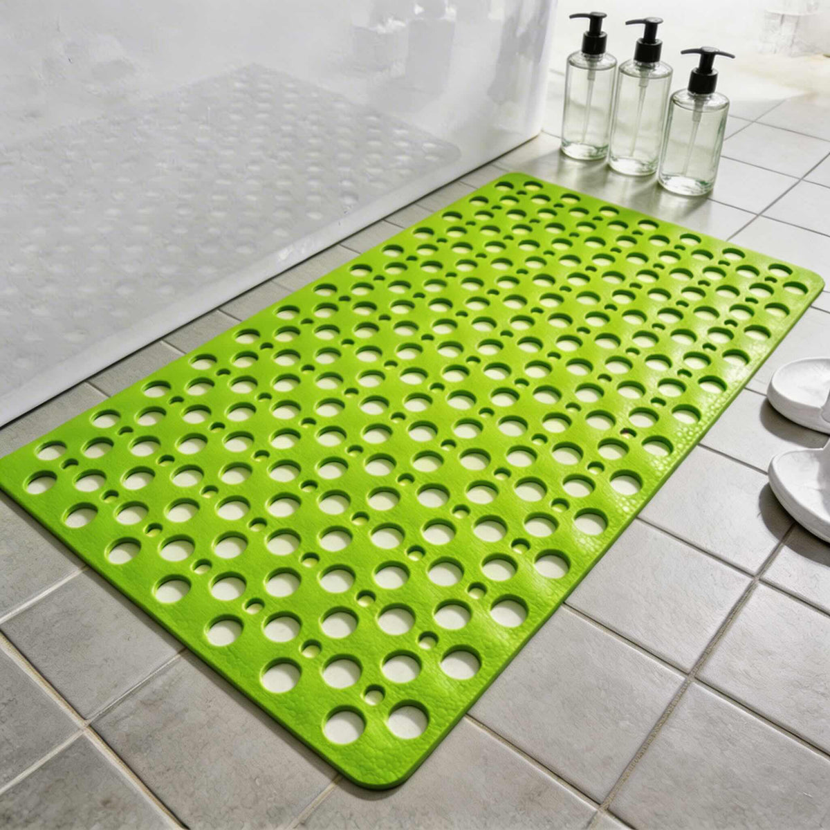 Antibakterielle PVC-Duschmatte — rutschfeste Saugnäpfe, effiziente Drainage