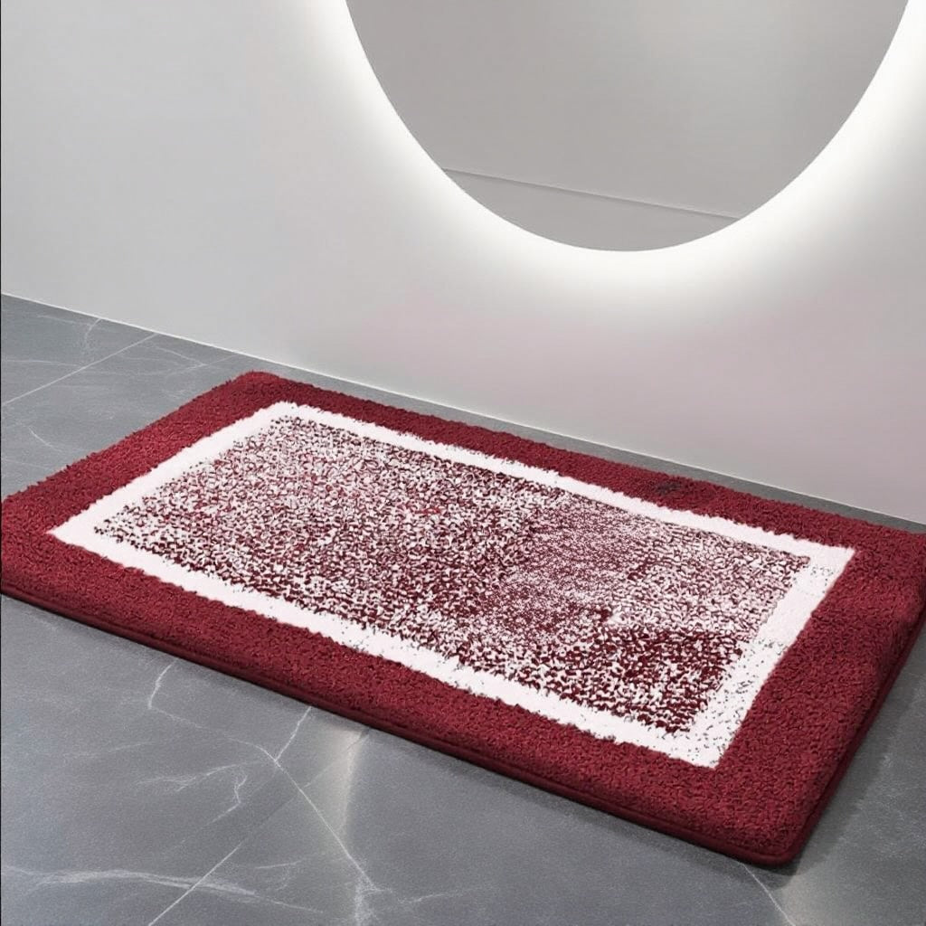 Modern halkfri badrumsmatta i mikrofiber - mjuk, snabbtorkande, tvåfärgad kant