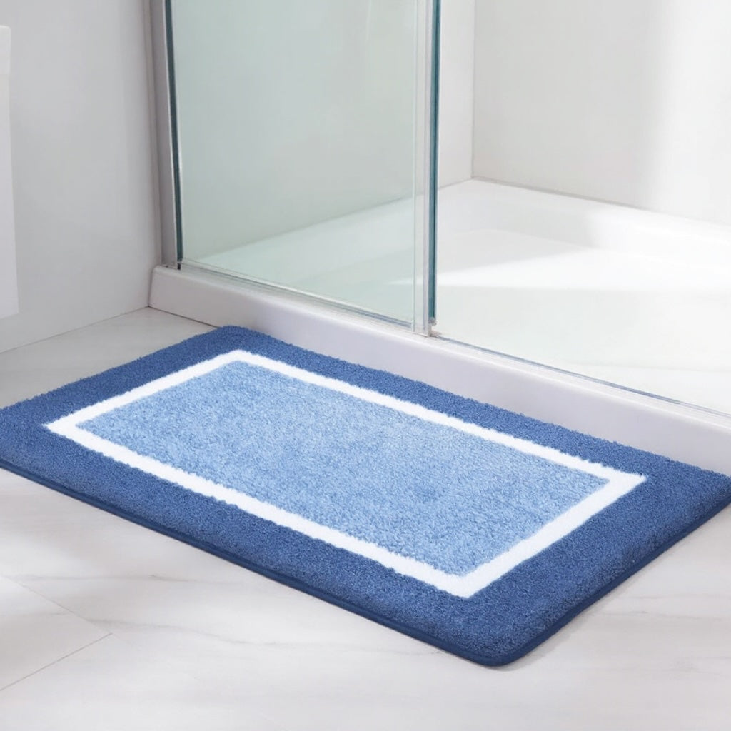 Modern halkfri badrumsmatta i mikrofiber - mjuk, snabbtorkande, tvåfärgad kant