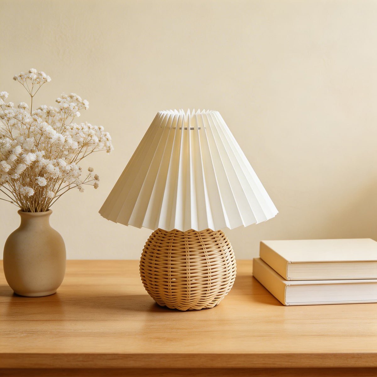 Vintagebordslampa – keramisk fot, justerbar E27 LED-lampa, direkt vägganslutning