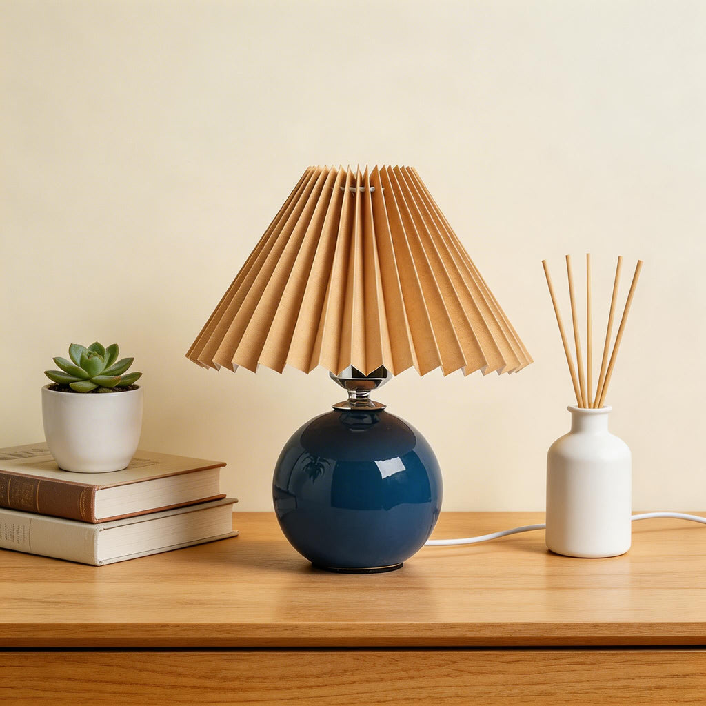 Vintagebordslampa – keramisk fot, justerbar E27 LED-lampa, direkt vägganslutning