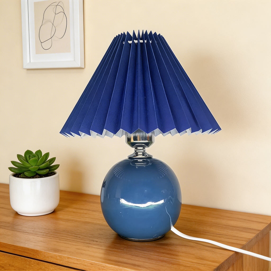 Vintagebordslampa – keramisk fot, justerbar E27 LED-lampa, direkt vägganslutning