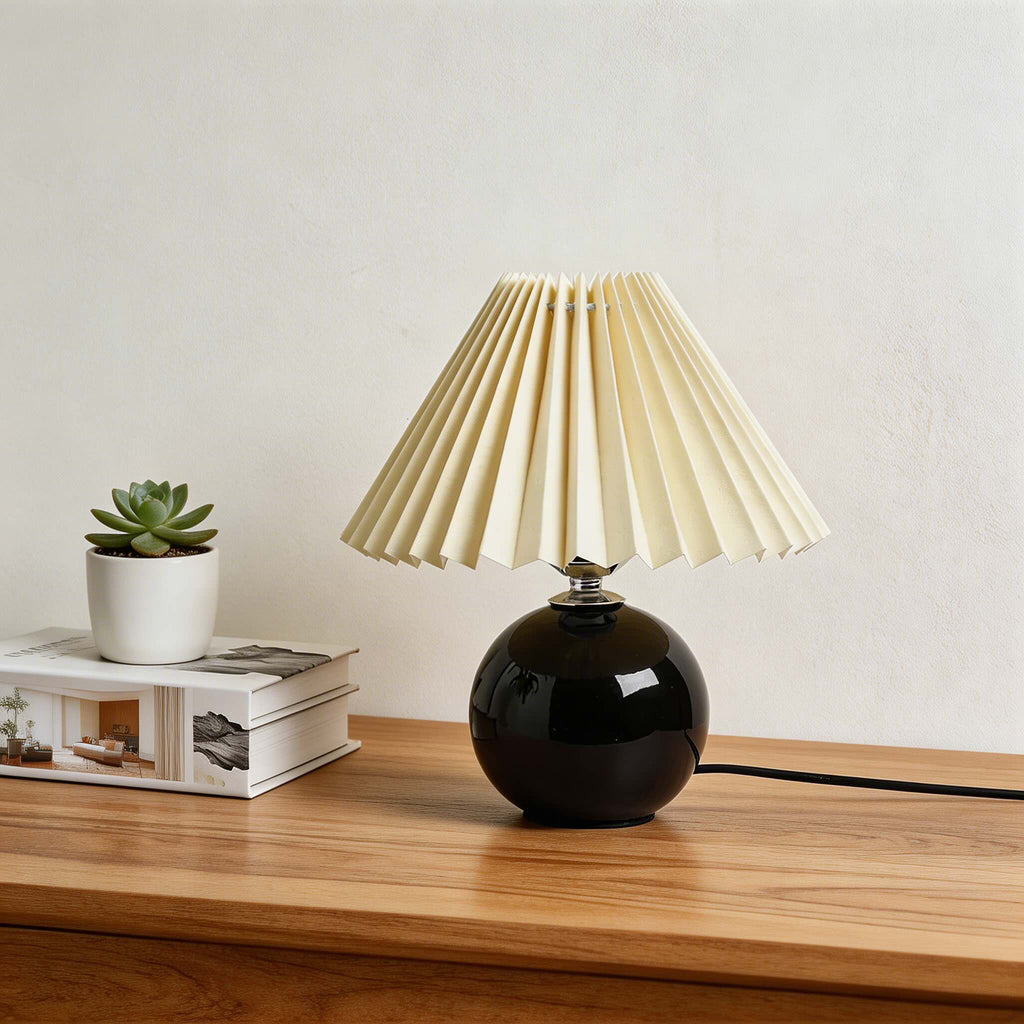 Vintagebordslampa – keramisk fot, justerbar E27 LED-lampa, direkt vägganslutning