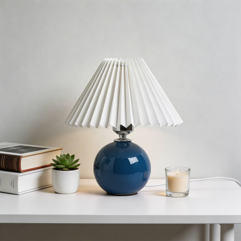 Vintagebordslampa – keramisk fot, justerbar E27 LED-lampa, direkt vägganslutning