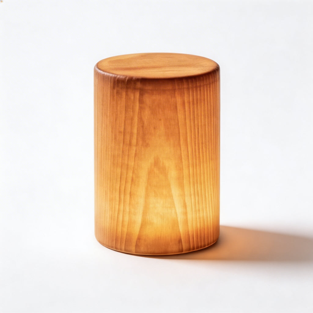 Sladdlös uppladdningsbar bordslampa i trädesign med touchkontroll, LED-belysning med 3 ljusstyrkenivåer, modern minimalistisk