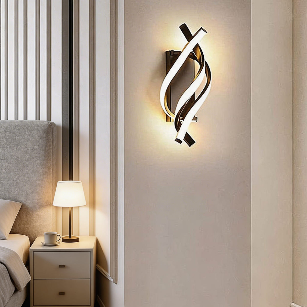 Moderne spiralformet LED-væglampe i metal — justerbar farvetemperatur, 22W 1540LM