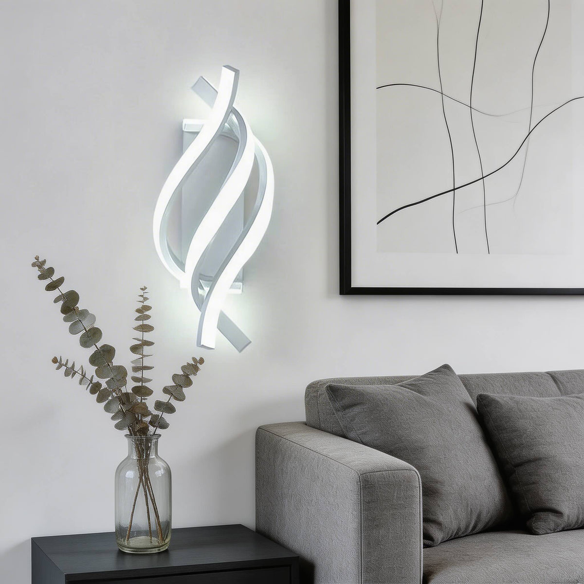 Moderne spiralformet LED-væglampe i metal — justerbar farvetemperatur, 22W 1540LM