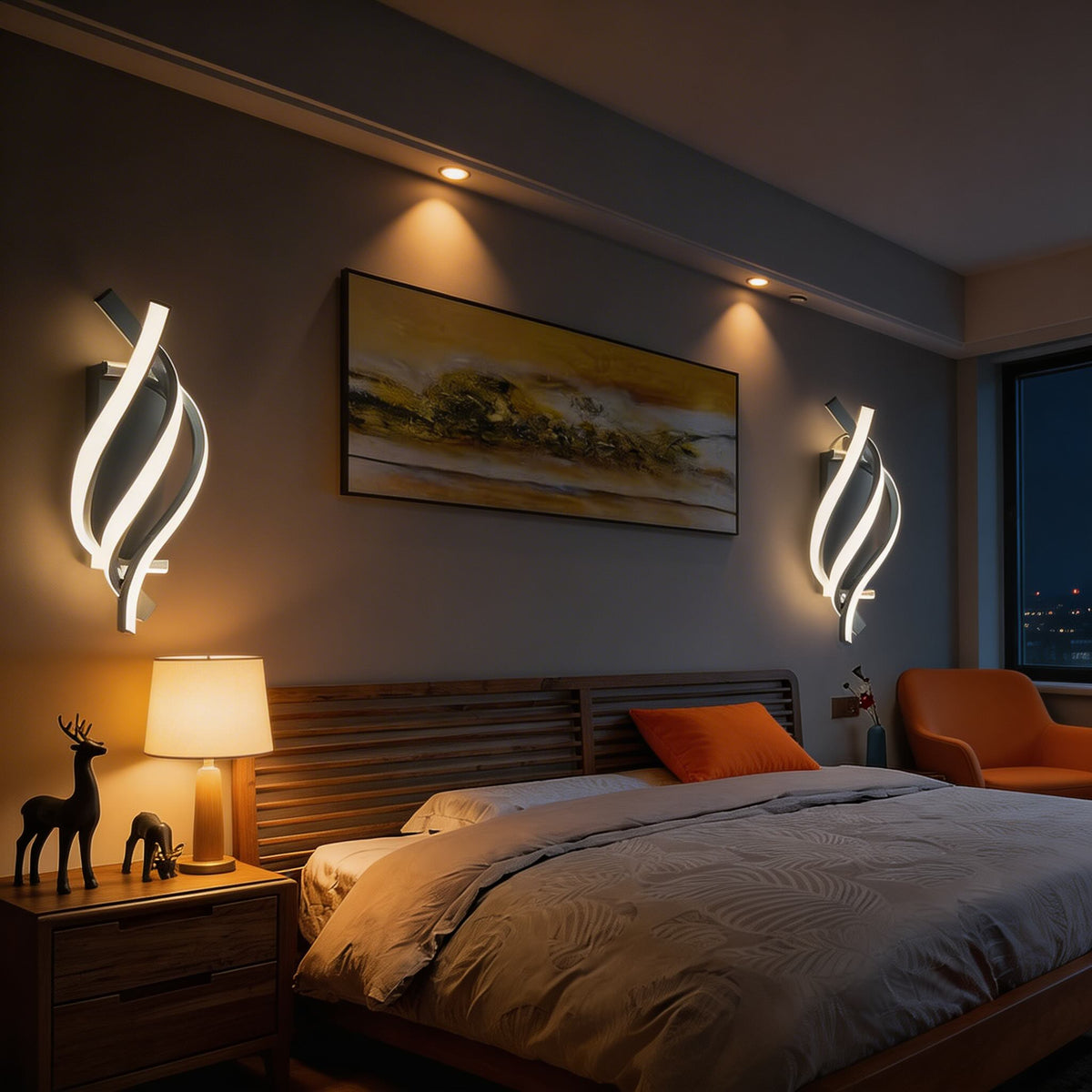 Moderne spiralformet LED-væglampe i metal — justerbar farvetemperatur, 22W 1540LM
