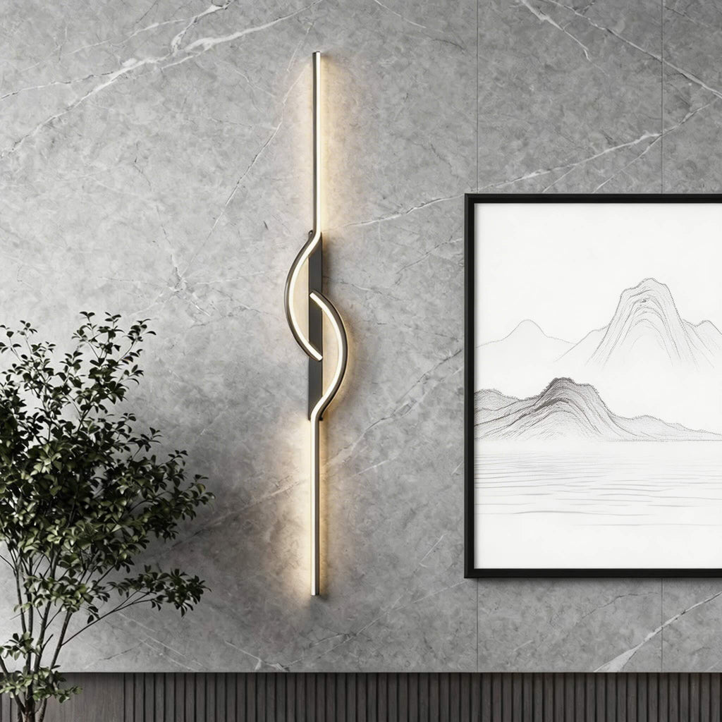 Adjustable Modern Linear Wall Sconce — Black Aluminum LED Light, Dimmable Silicone Shade