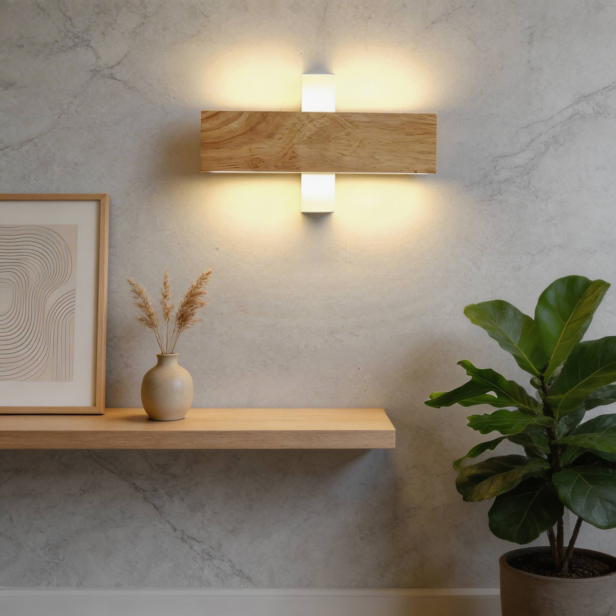 Modern Minimalist Adjustable Wall Light — Wood and Acrylic LED, 3000K