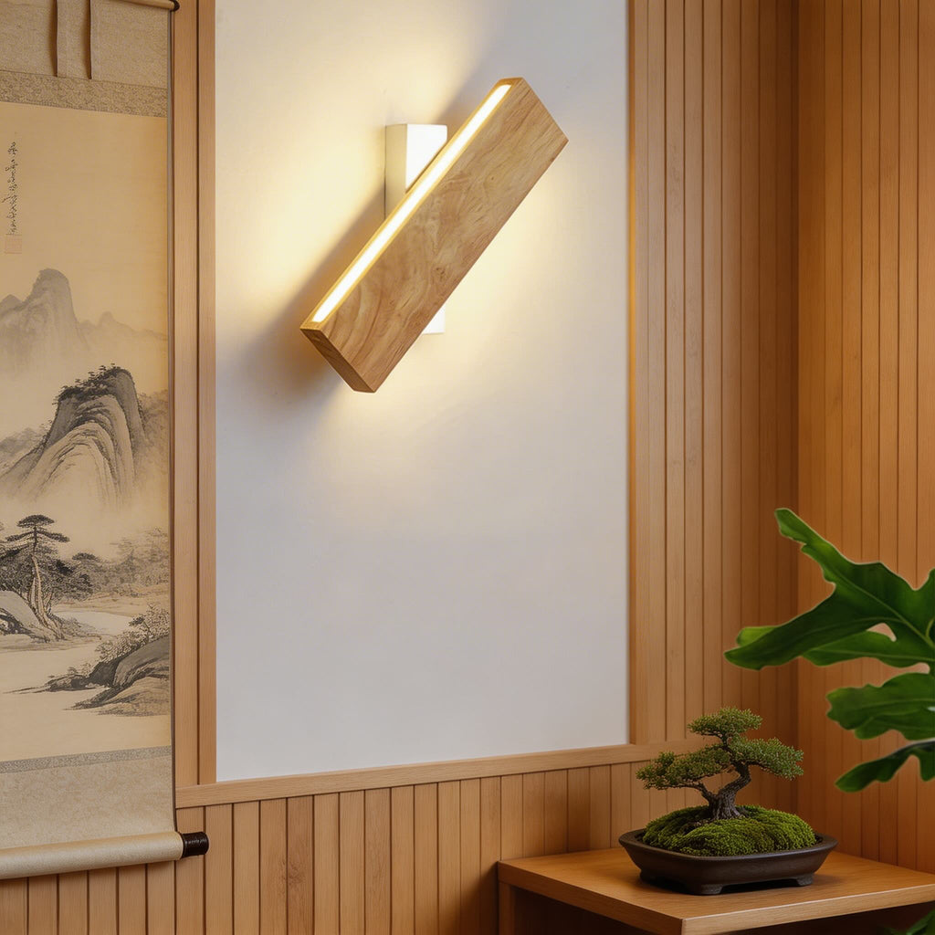 Modern Minimalist Adjustable Wall Light — Wood and Acrylic LED, 3000K