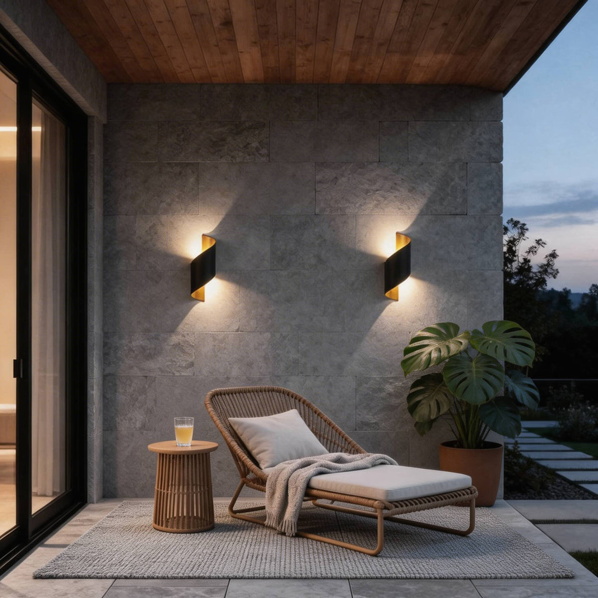 Aplică modernă de exterior cu LED pe două fețe — construcție impermeabilă din aluminiu, abajur din acril