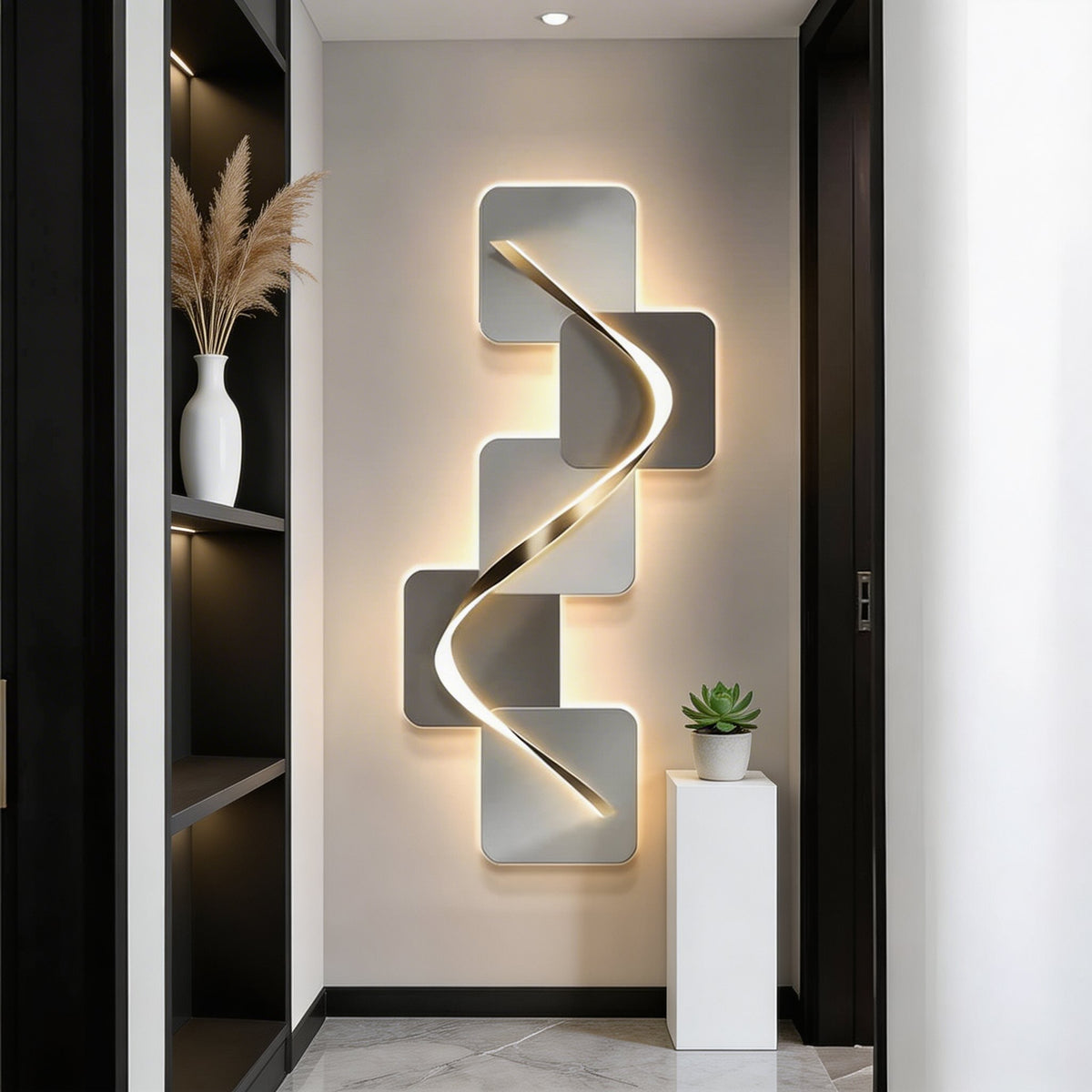 Wall Mounted Modern Geometric LED Wall Light — MDF Base Plate