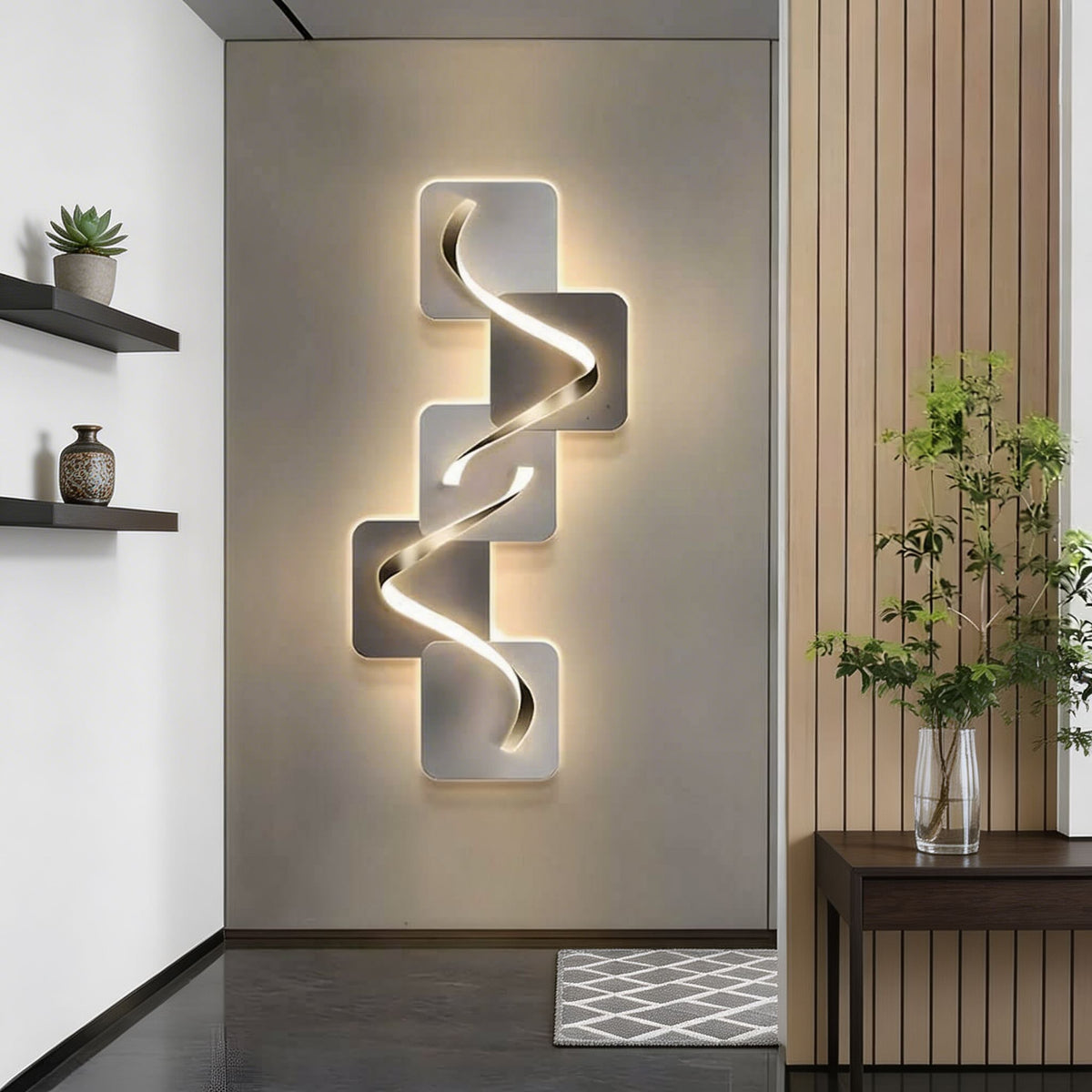 Wall Mounted Modern Geometric LED Wall Light — MDF Base Plate