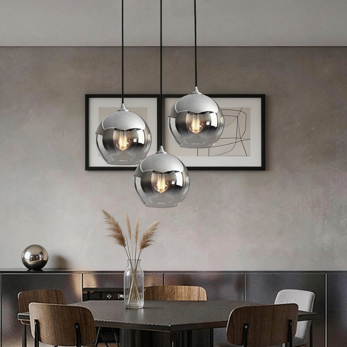 Justerbar modern minipendellampa - lampskärm i klar glaskupa