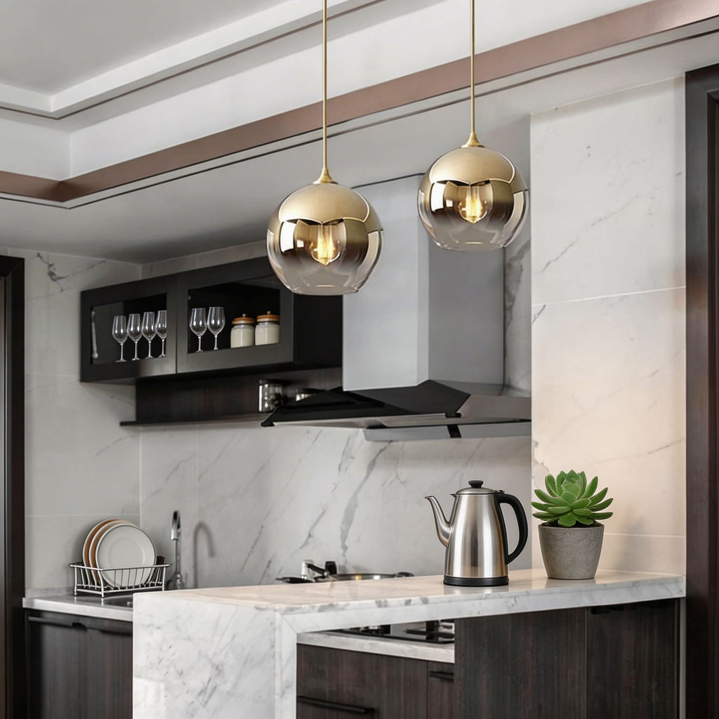 Justerbar modern minipendellampa - lampskärm i klar glaskupa