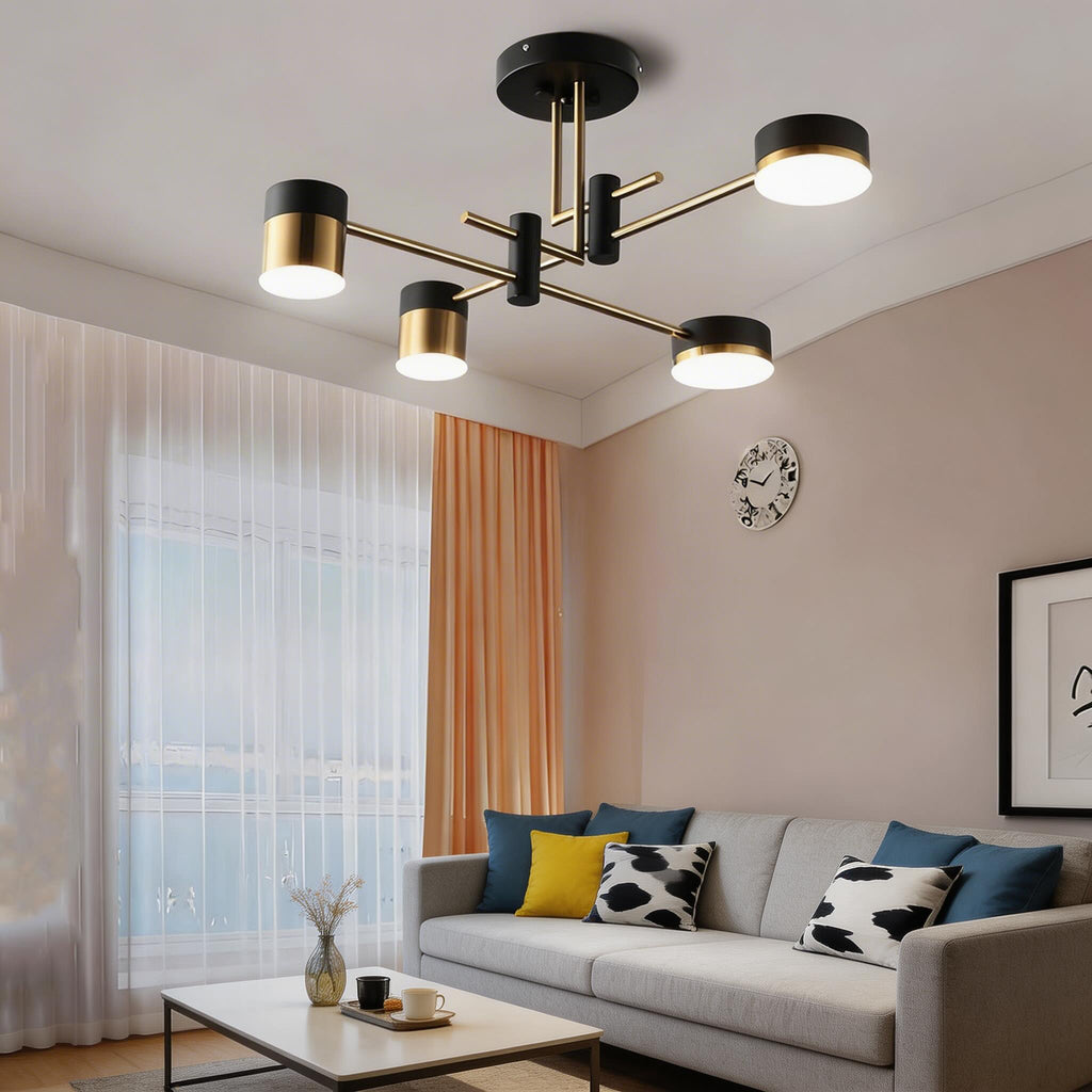 Adjustable Sputnik Ceiling Light — Dimmable LED, Iron and Acrylic, 4 6 8 Light Options