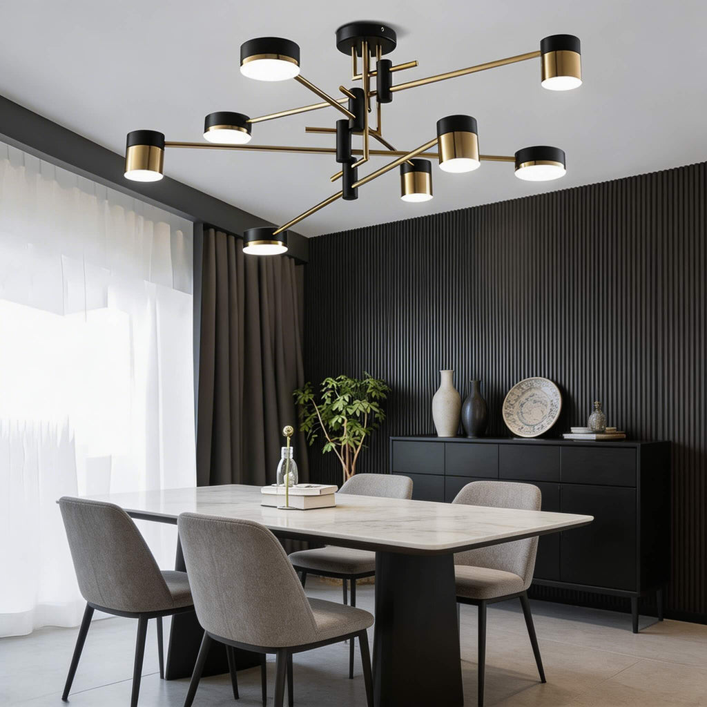 Adjustable Sputnik Ceiling Light — Dimmable LED, Iron and Acrylic, 4 6 8 Light Options