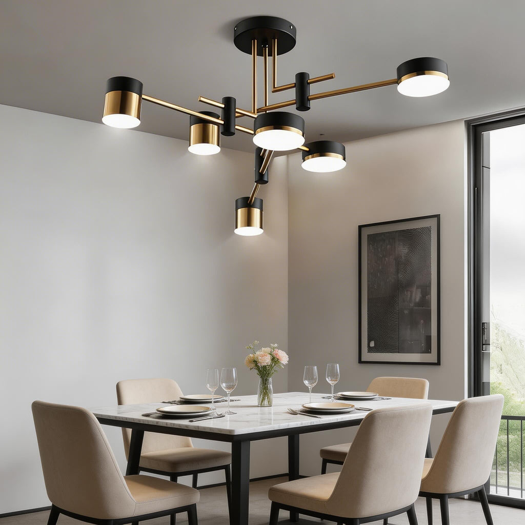 Adjustable Sputnik Ceiling Light — Dimmable LED, Iron and Acrylic, 4 6 8 Light Options