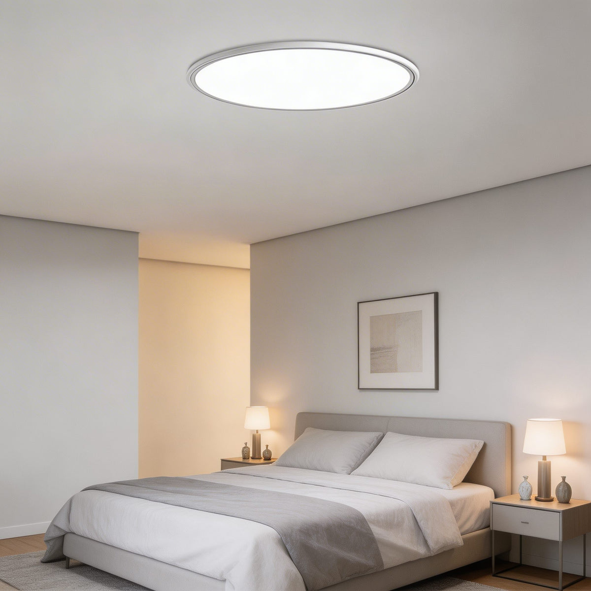מנורת תקרה עגולה מודרנית צמודת תקרה עם LED — 72W עם עמעום, 3430LM, אלומיניום ואקריליק