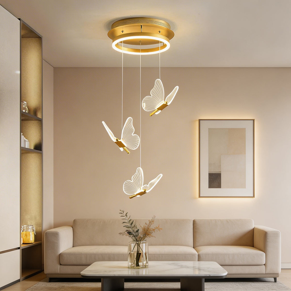 Moderne flad loftslampe - justerbar LED, poleret guldfarvet metalramme, gennemskinnelige akrylpaneler