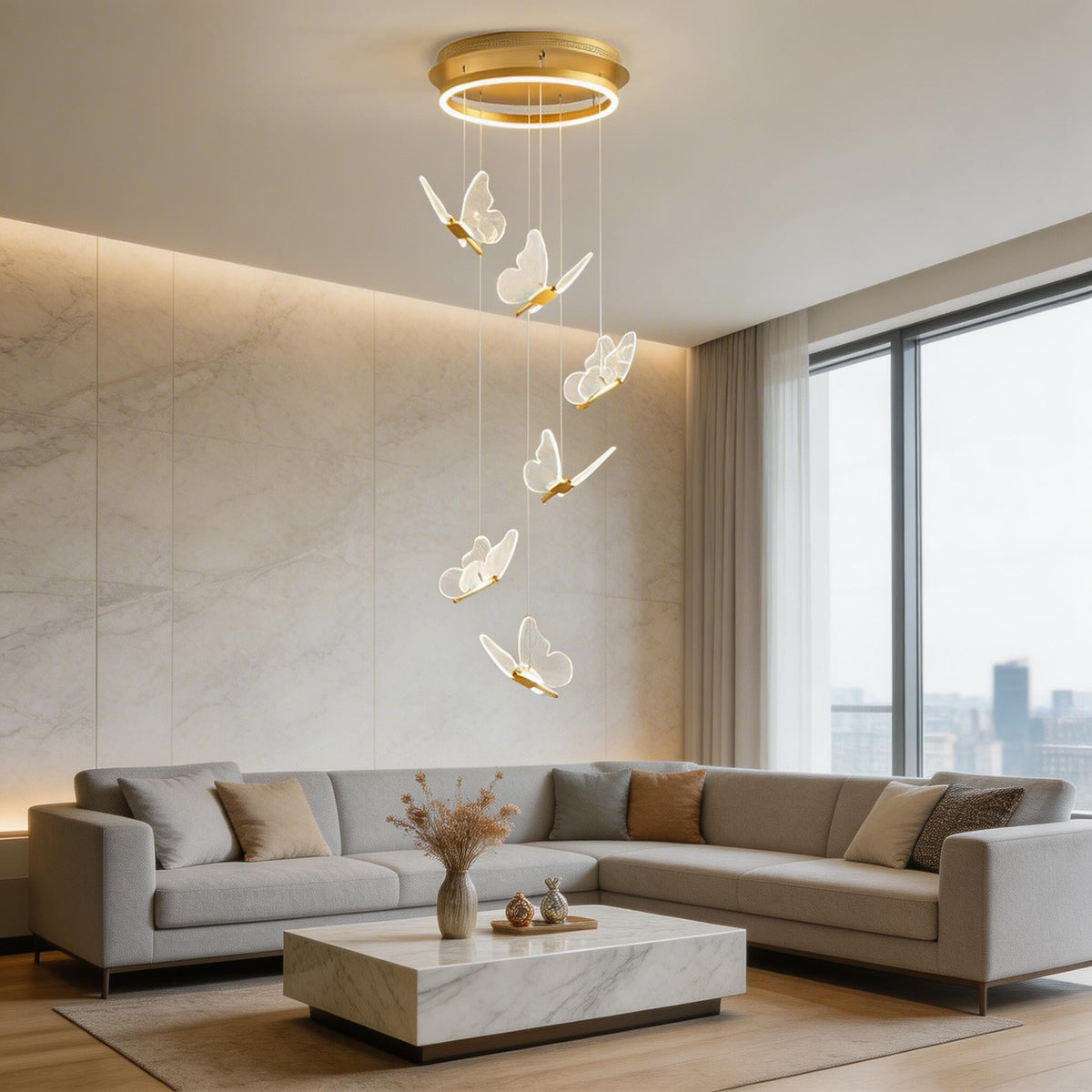 Moderne flad loftslampe - justerbar LED, poleret guldfarvet metalramme, gennemskinnelige akrylpaneler