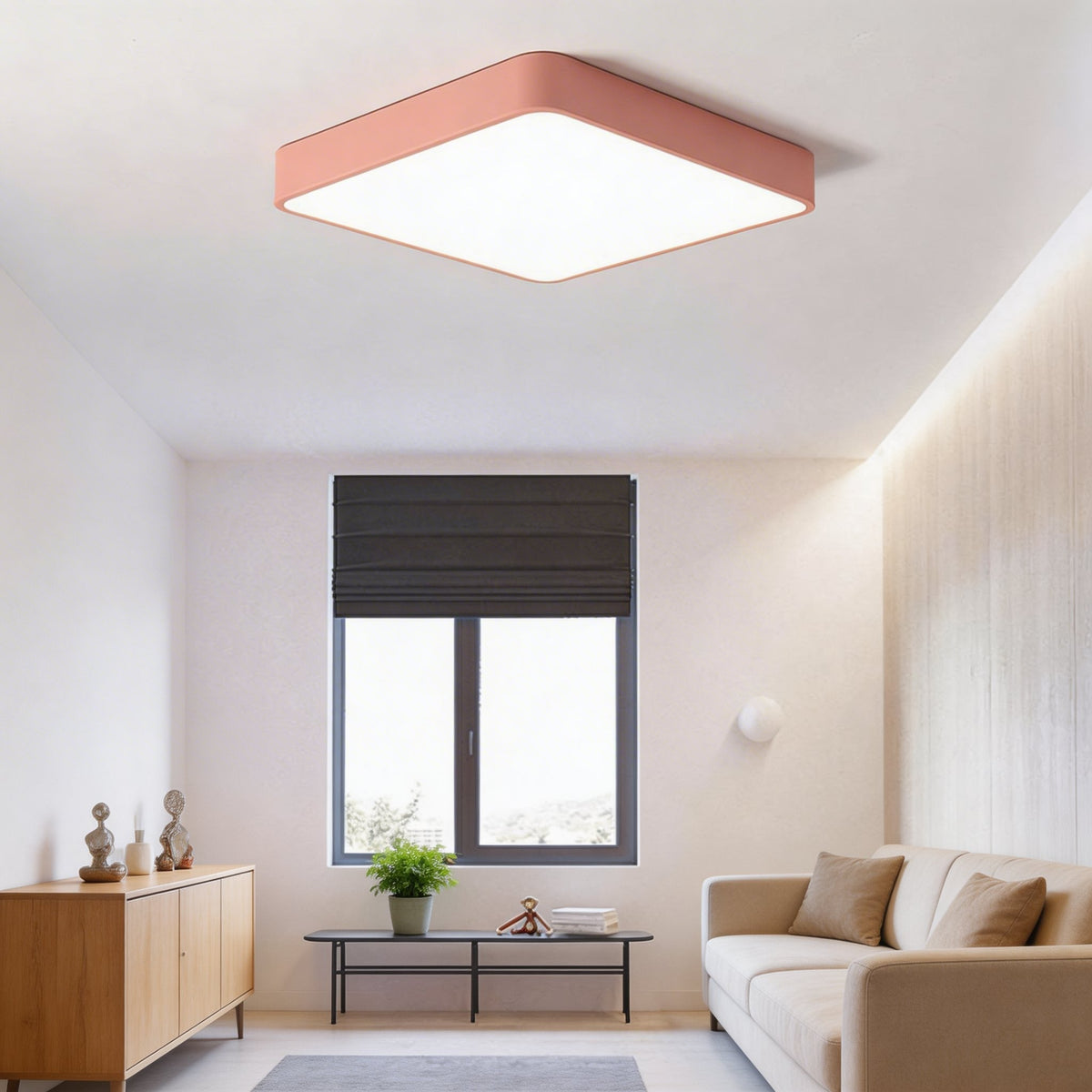 Modern fyrkantig taklampa för utanpåliggande montage — LED-design i metall, dimbara alternativ för färgtemperatur