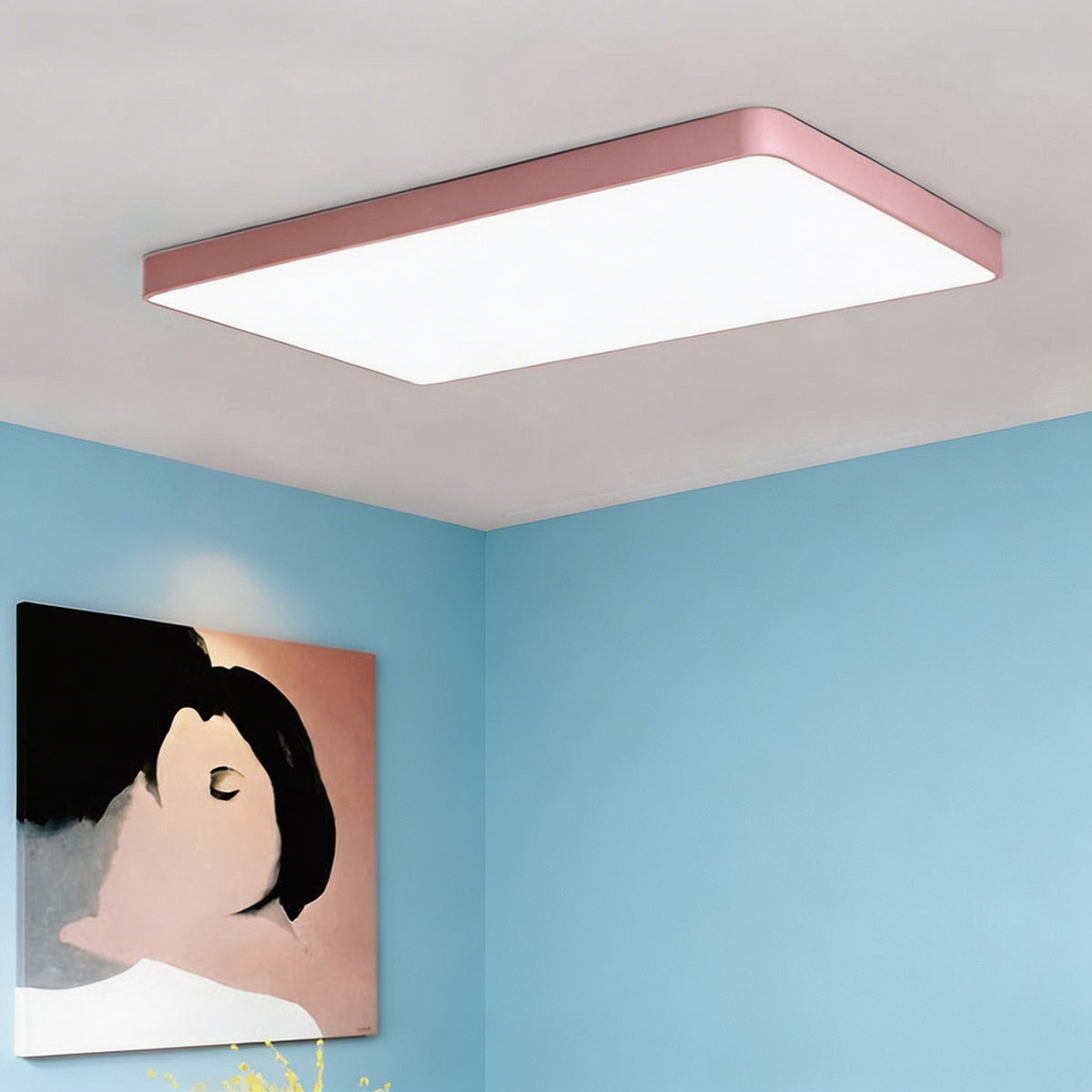 Modern fyrkantig taklampa för utanpåliggande montage — LED-design i metall, dimbara alternativ för färgtemperatur