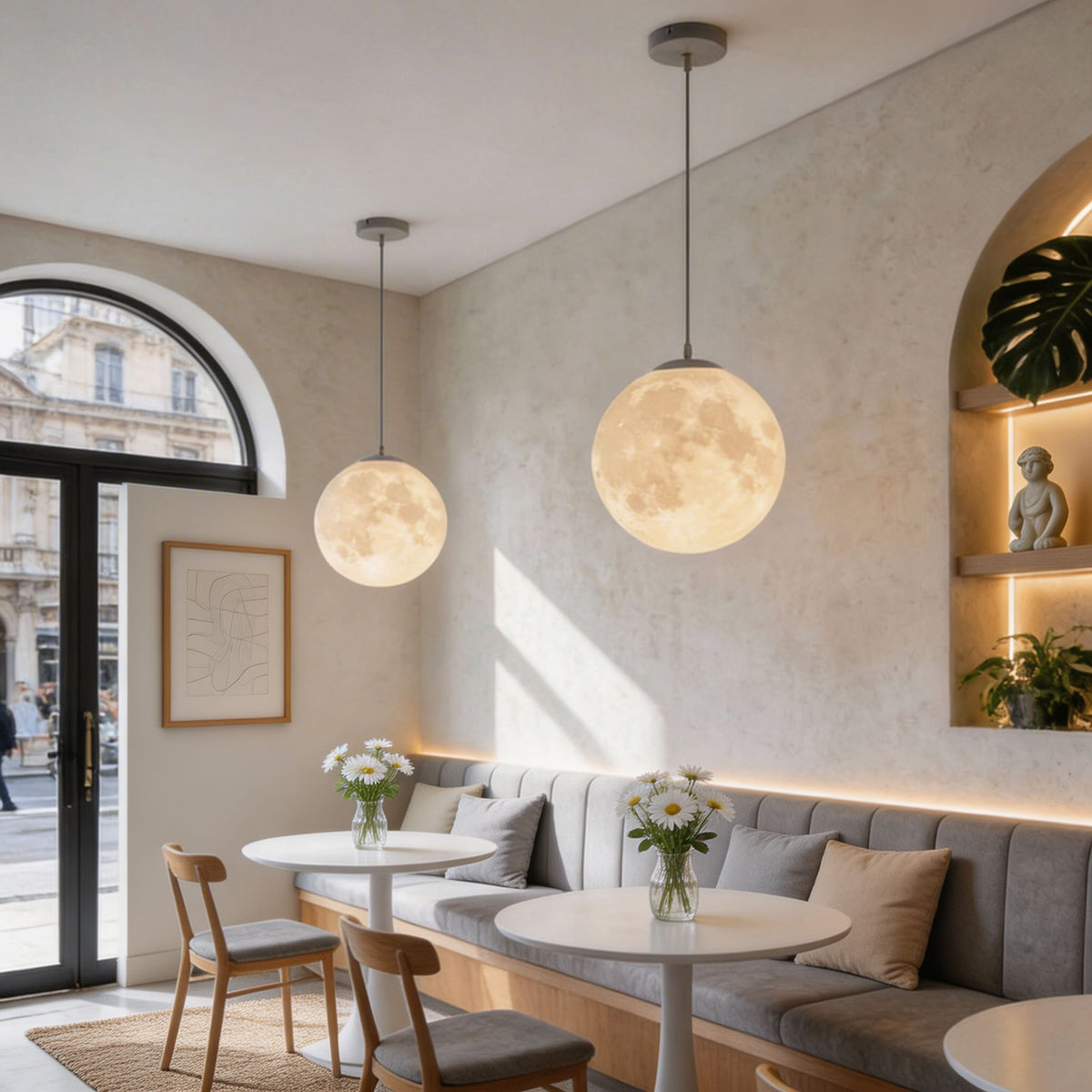Modern taklampa Moon Globe - justerbar höjd, takmontering