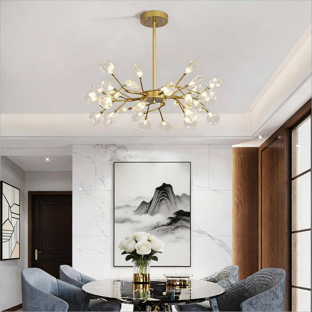 Modern Metal Pendant Light — Adjustable 27-Light LED Ceiling Fixture