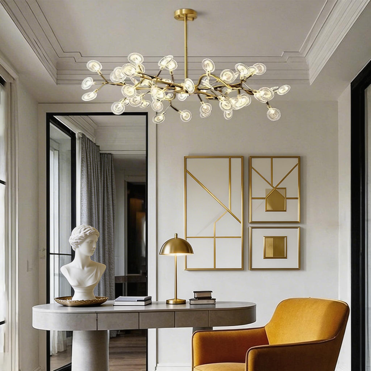 Modern Metal Pendant Light — Adjustable 27-Light LED Ceiling Fixture