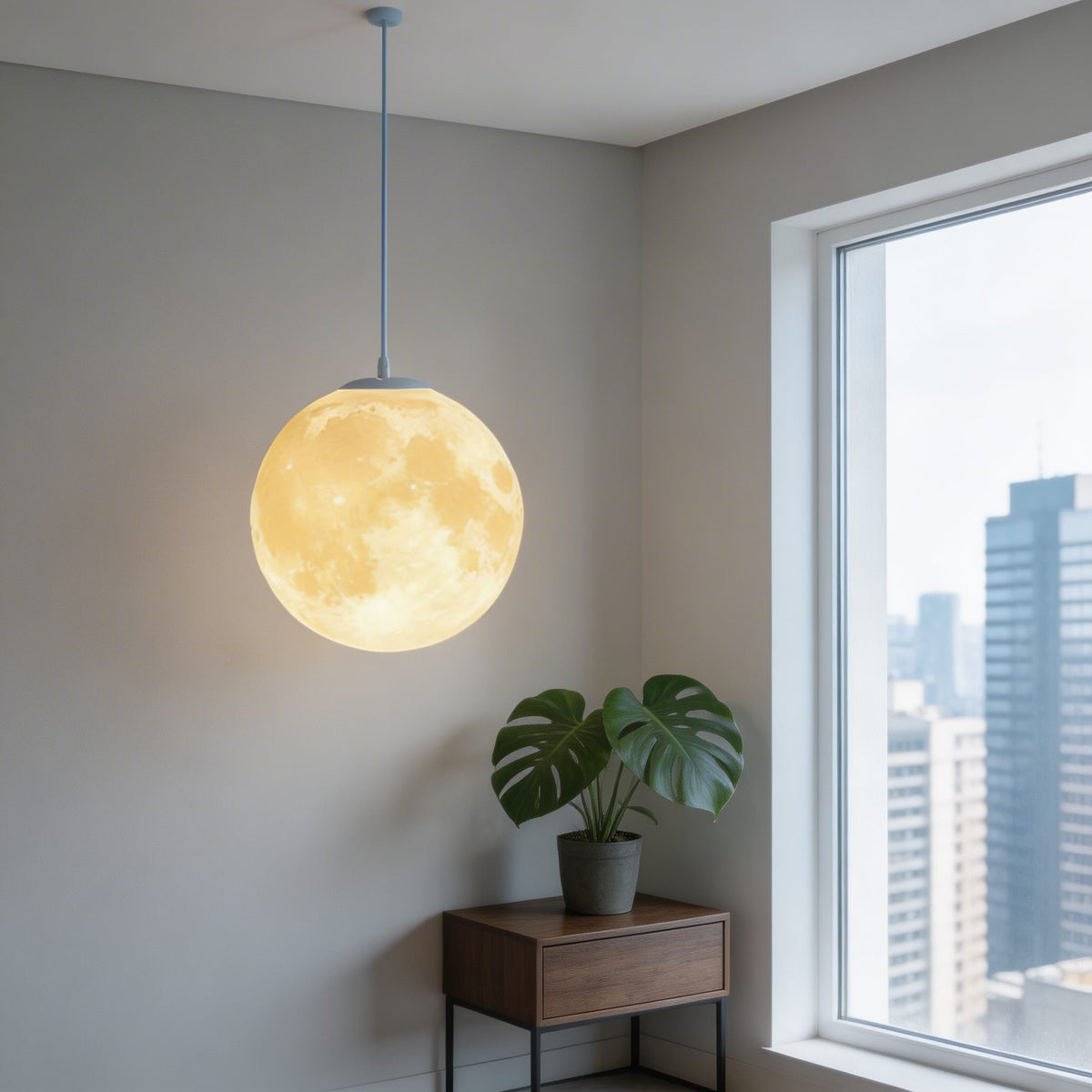 Modern taklampa Moon Globe - justerbar höjd, takmontering