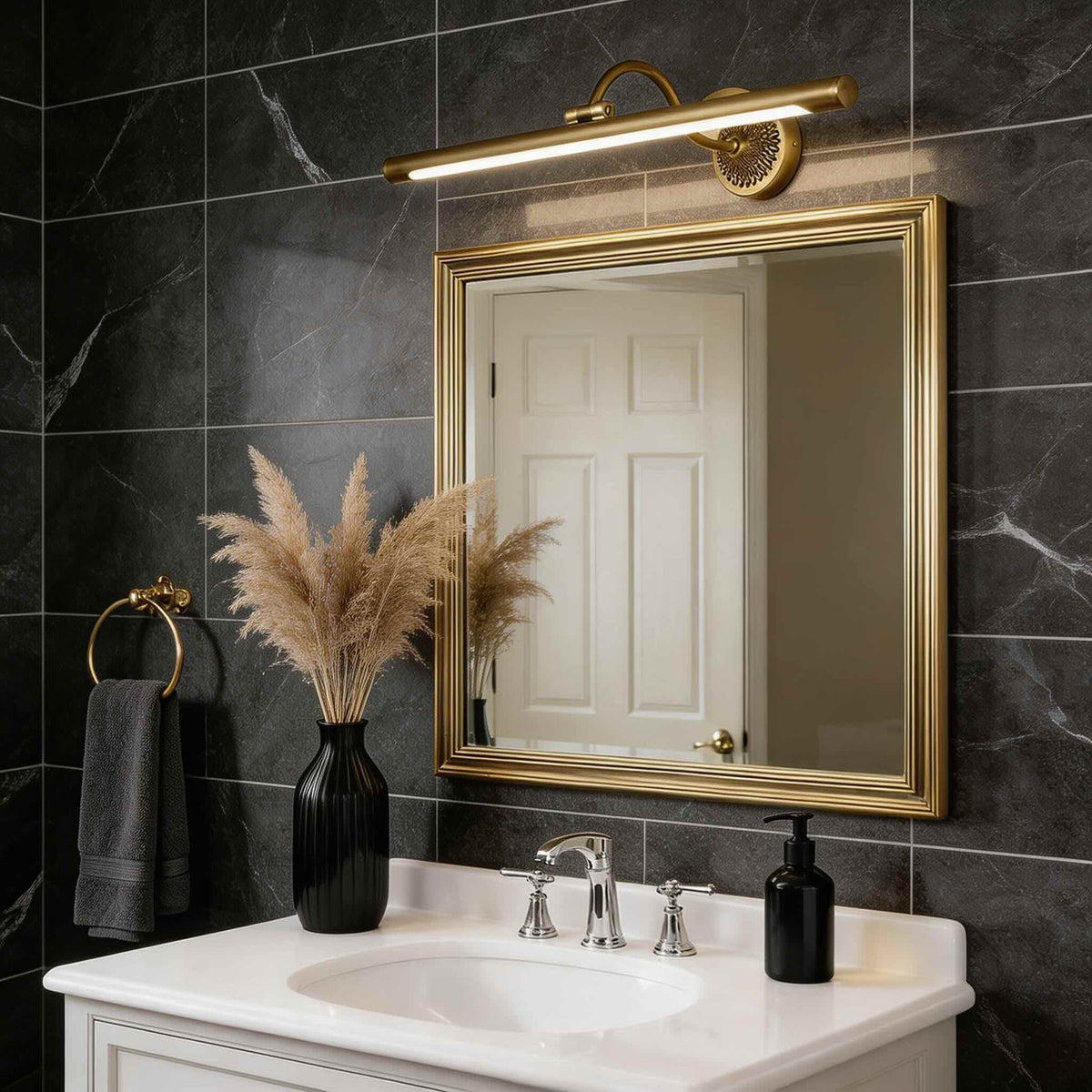 Wall Mounted LED Vanity Light Bar — Copper Housing, Acrylic Shade, 240° Adjustable Mount, Neutral Light