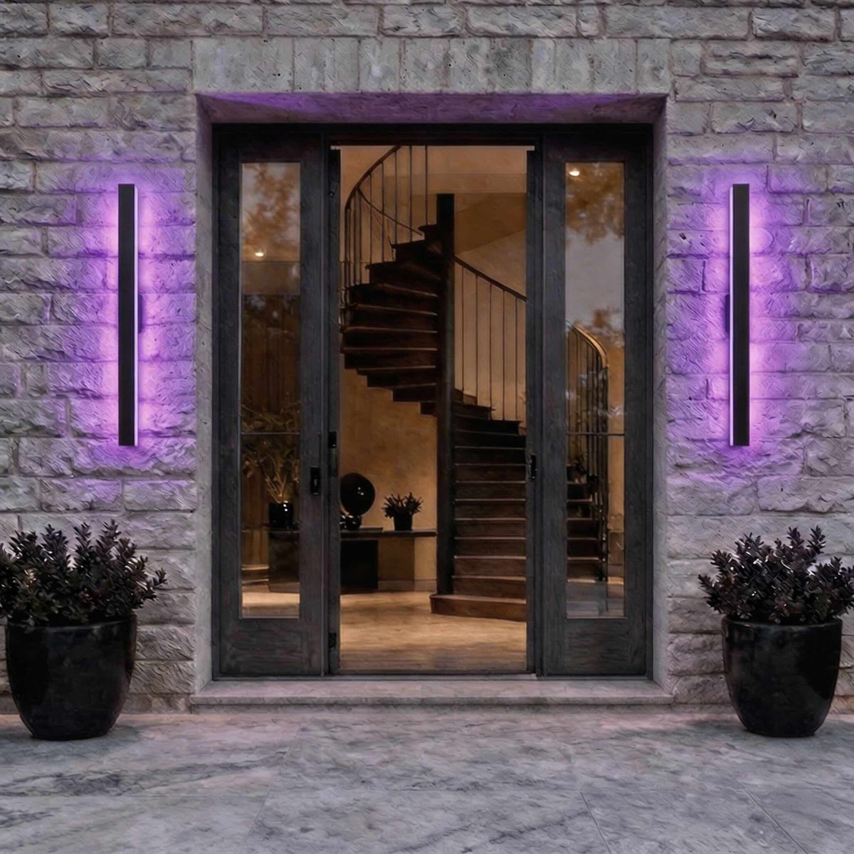Moderne lineær svart utendørs vegglampe – dimbar LED, jernkonstruksjon, vanntett design