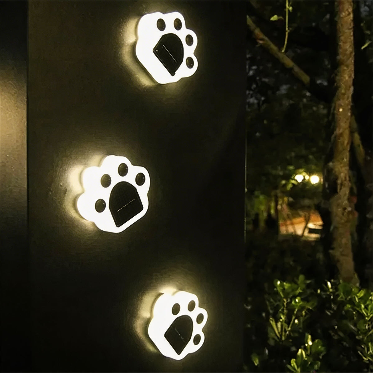 Luci solari da giardino in ABS impermeabile — Design decorativo con impronta di zampa, LED, installazione senza cavi