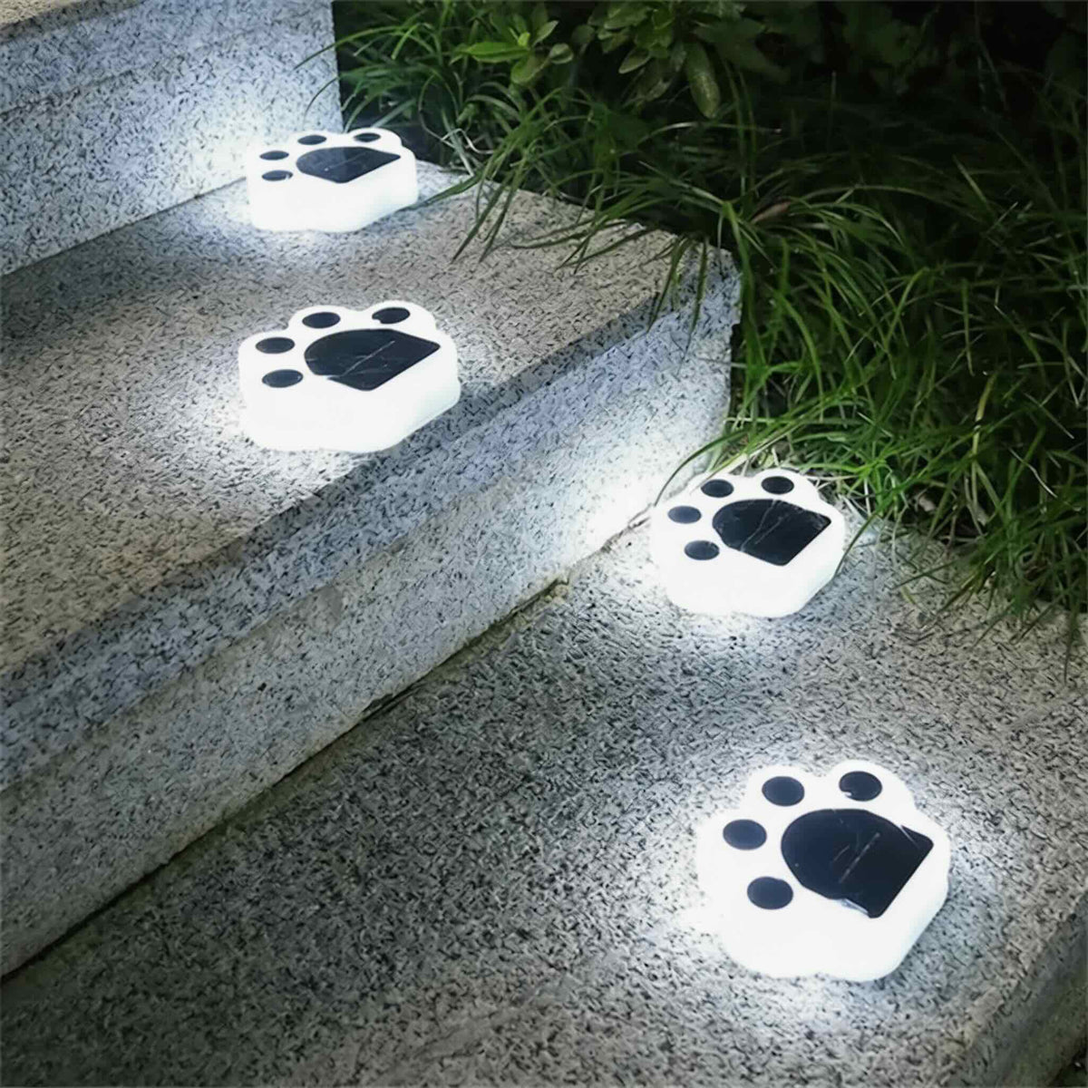 Luci solari da giardino in ABS impermeabile — Design decorativo con impronta di zampa, LED, installazione senza cavi