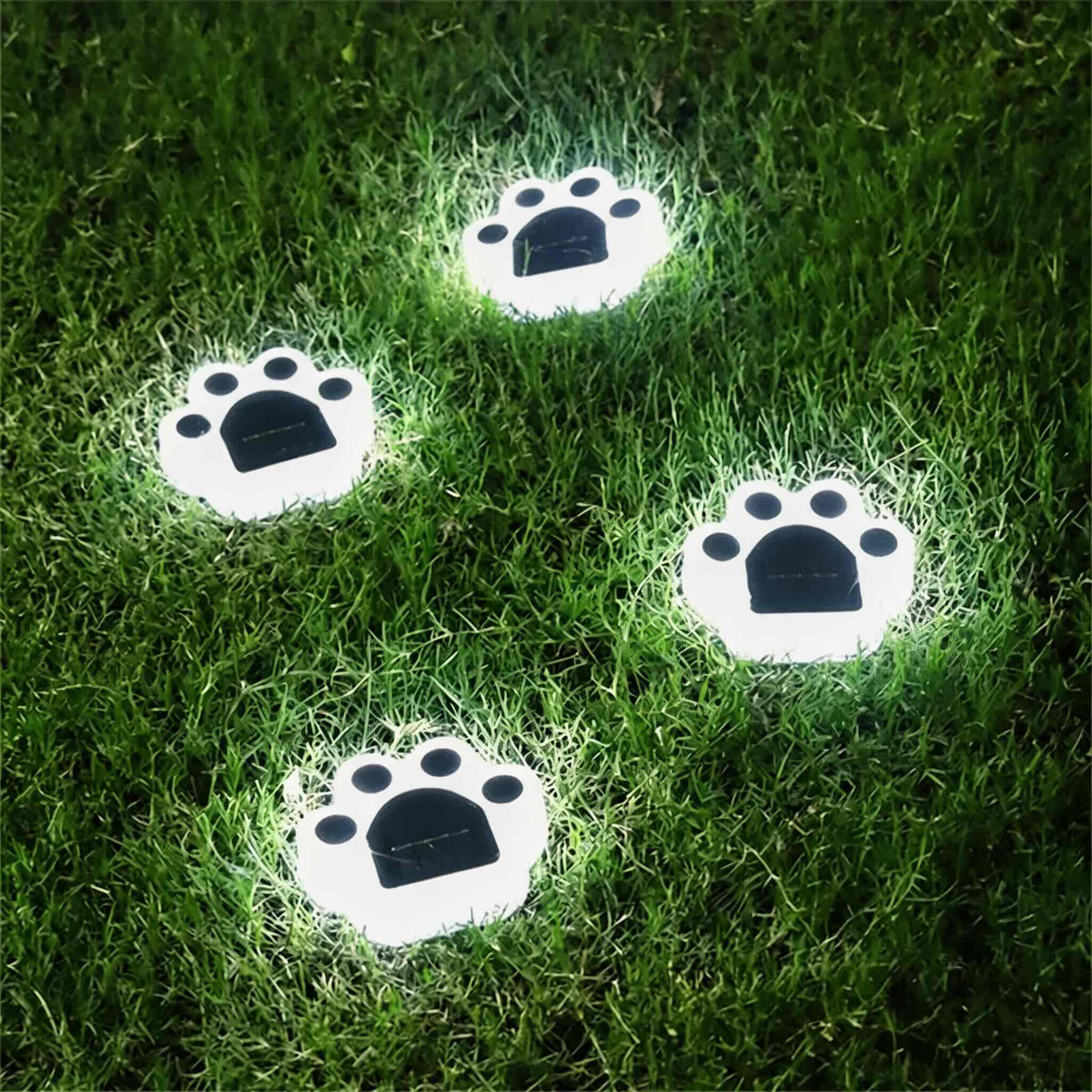 Luci solari da giardino in ABS impermeabile — Design decorativo con impronta di zampa, LED, installazione senza cavi