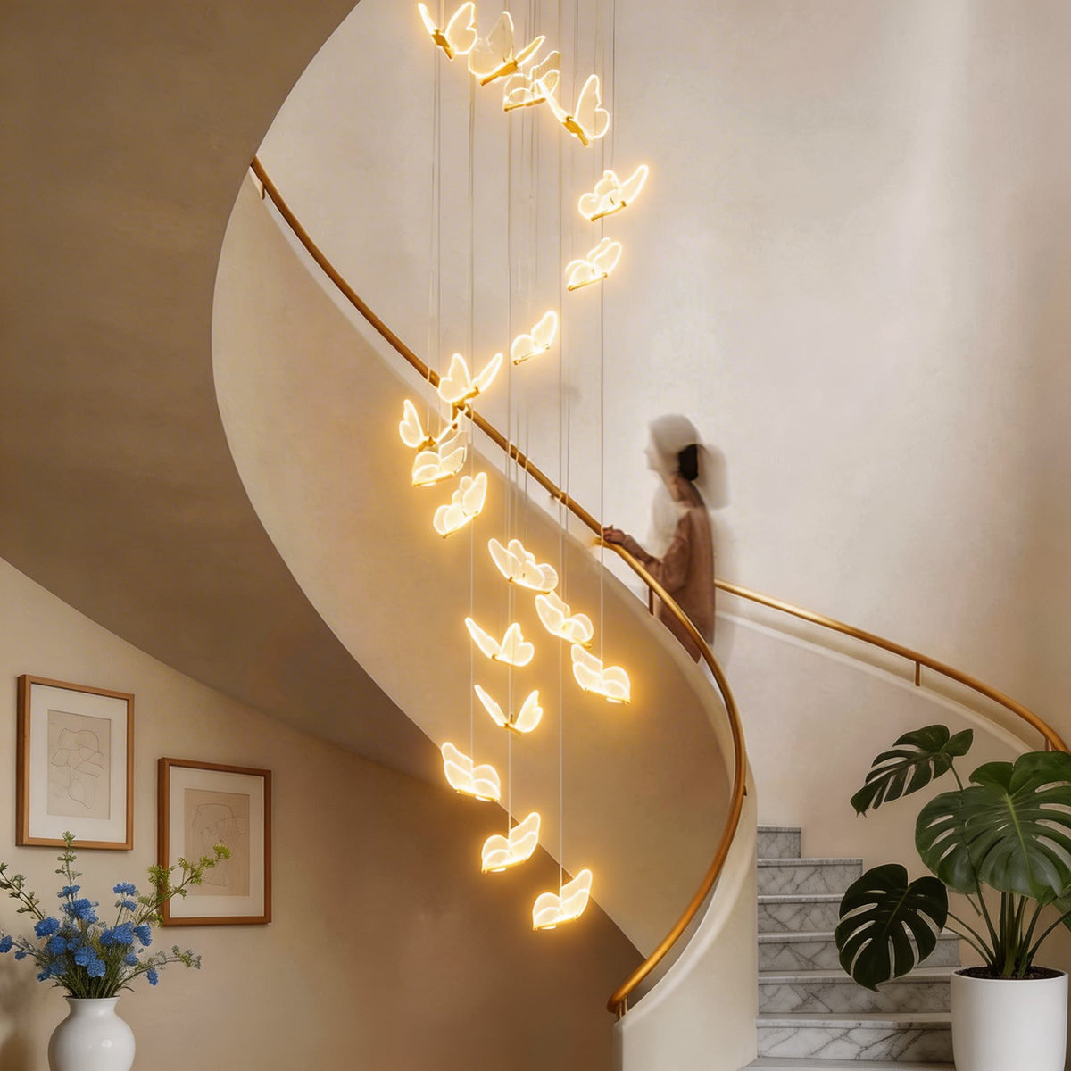 Moderne flad loftslampe - justerbar LED, poleret guldfarvet metalramme, gennemskinnelige akrylpaneler