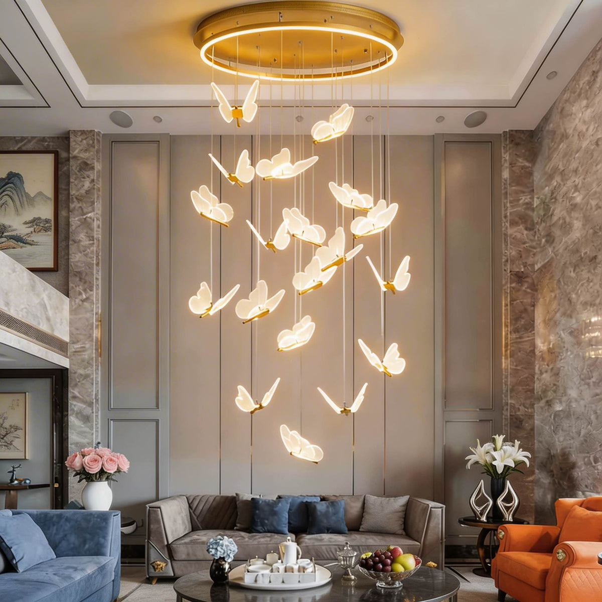 Moderne flad loftslampe - justerbar LED, poleret guldfarvet metalramme, gennemskinnelige akrylpaneler