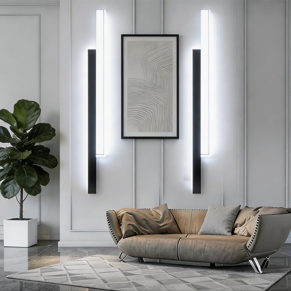 Modern LED Wall Sconce — Iron Frame, Acrylic Shade, Dimmable, Adjustable Length