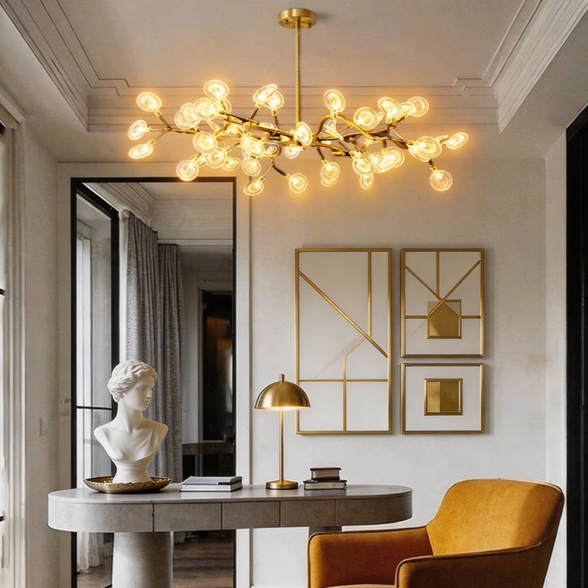 Modern Metal Pendant Light — Adjustable 27-Light LED Ceiling Fixture