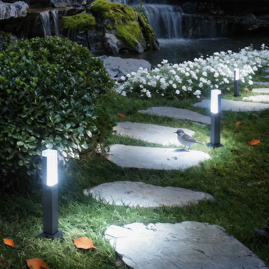 Moderna fyrkantiga LED-gånglampor — vattentät design i aluminium