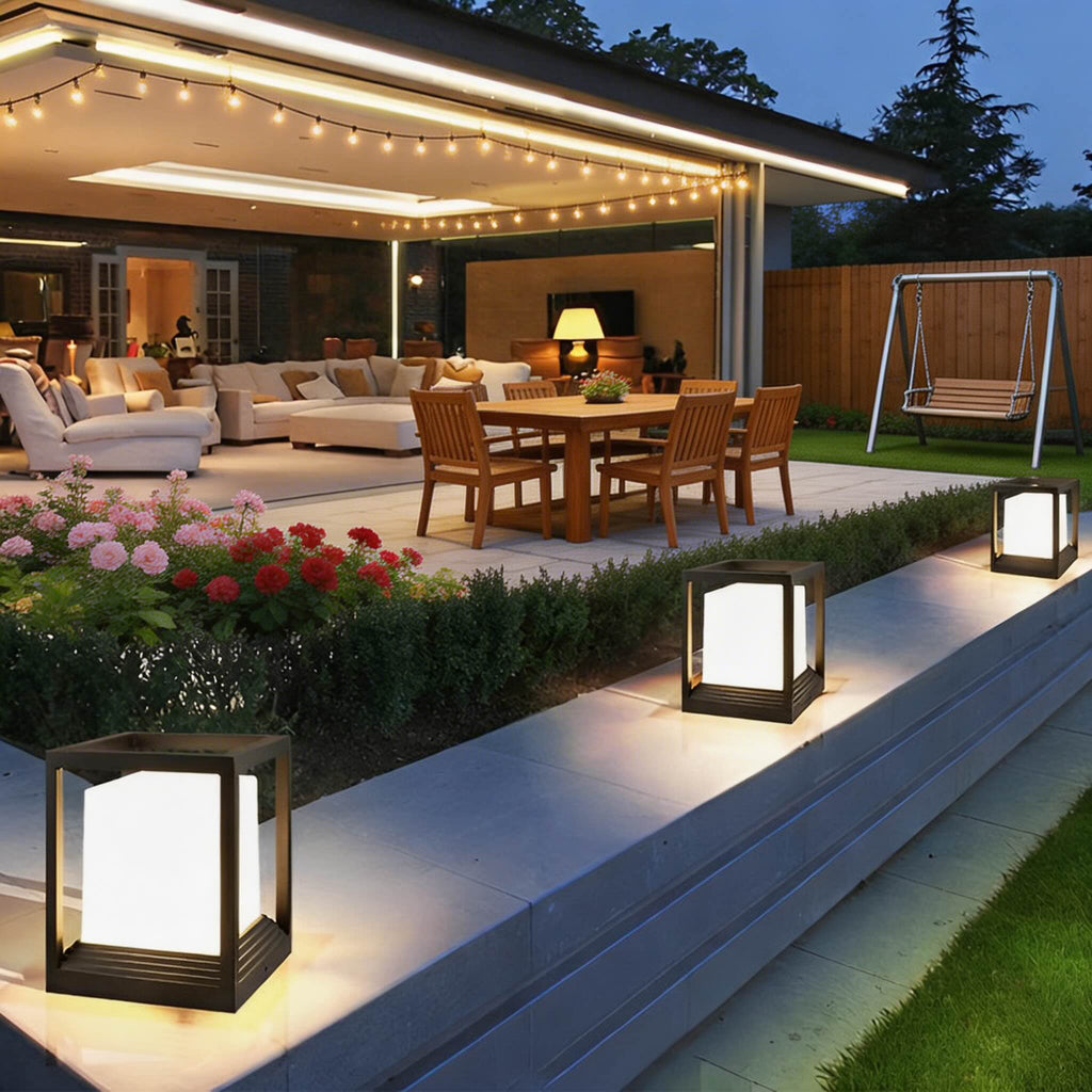 Modern soldriven LED-pedestallampa — vattentät, modern design