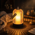 Modern Table Lamp—Ribbed Glass, Adjustable Metal Base, Dimmable LED Light
