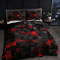3pcs Microfiber Cotton Blend Quilt Cover Set — Modern Neon 3D Grid Print, Soft & Durable