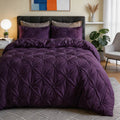 Modern Pinch Pleat Quilt Cover Set — Wrinkle Resistant Microfiber Blend, Soft & Breathable