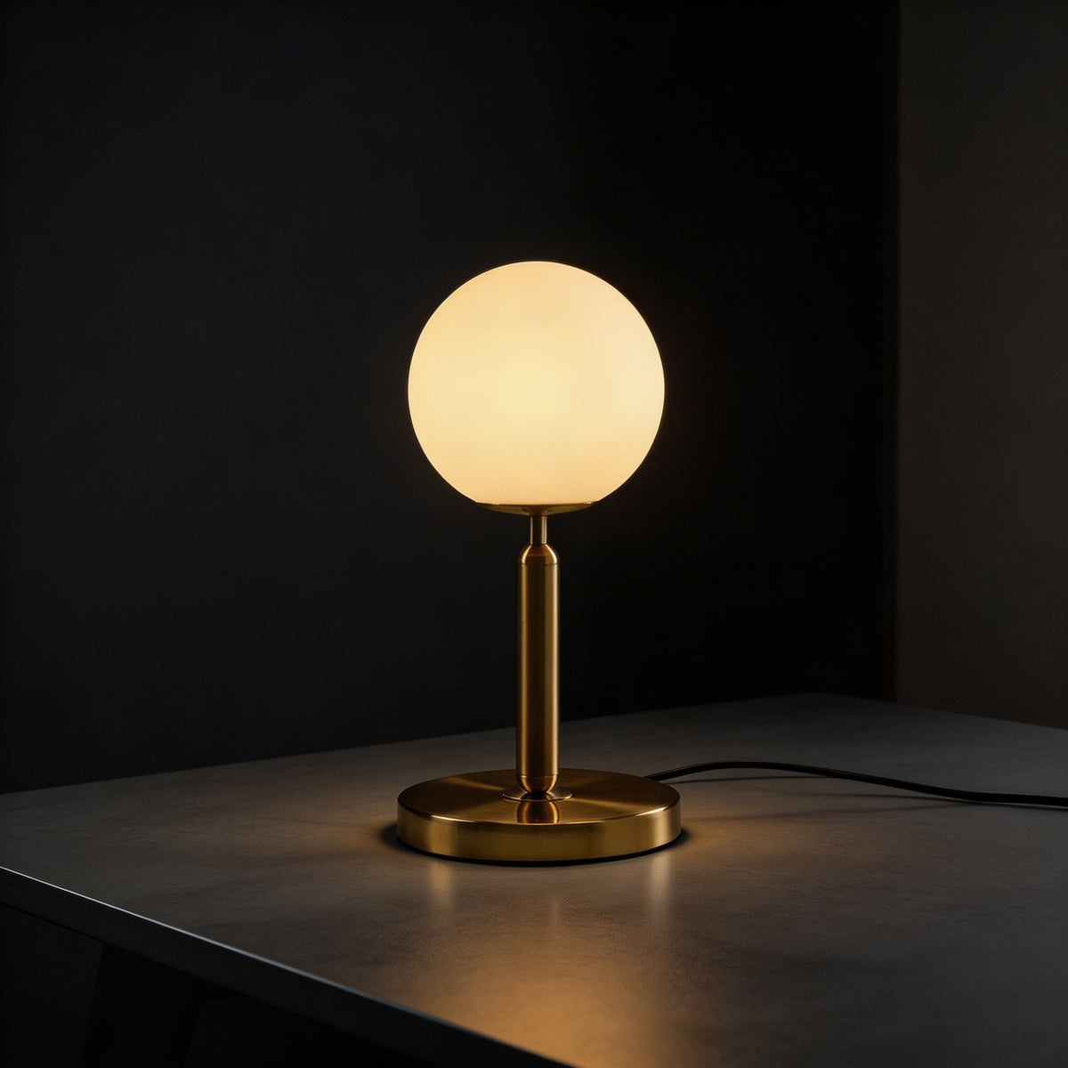 Modern Adjustable Table Lamp — Glass Ball Design, LED E27 Bulb Included