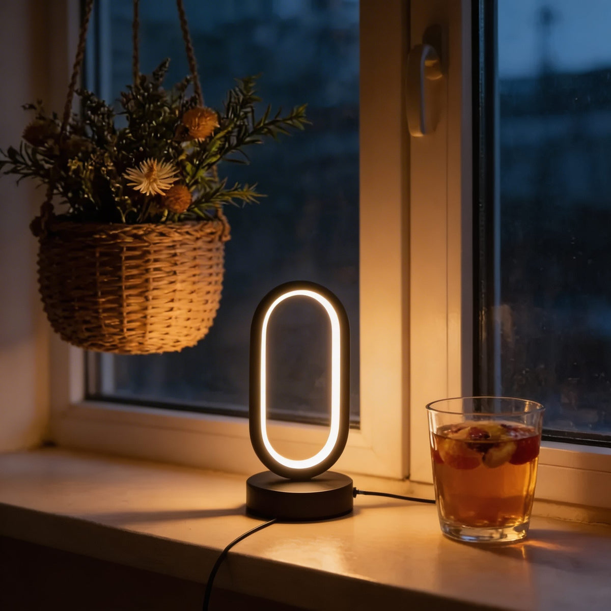 مصباح مكتب LED صغير وعصري — يعمل عبر USB، تحكم باللمس، هيكل معدني، ثلاثة أوضاع للألوان