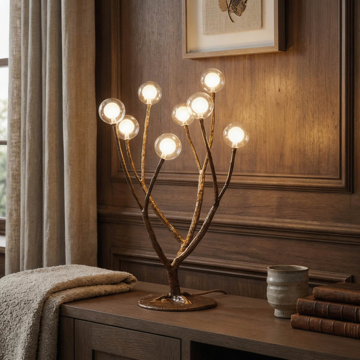 Nordic Rustic Tree Branch LED Floor Lamp — Multiple Sizes, Resin and Glass Design